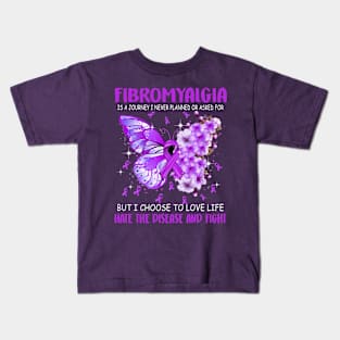 A Journey I Never Planned, Fibromyalgia Awareness, Purple Ribbon Butterfly Kids T-Shirt